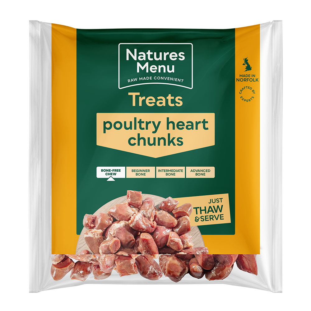 Natures Menu Raw Frozen Meat Chunks Poultry Hearts 1kg