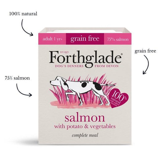 Forthglade Complete Meal Grain Free Salmon with potato & vegetables natural wet dog food (18x395g)