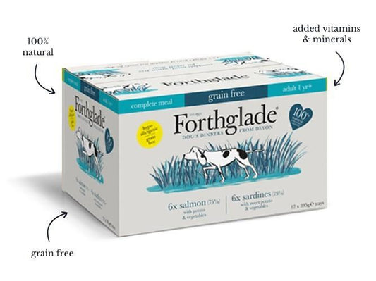 Forthglade Complete Salmon & Sardines Natural Wet Dog Food Variety Pack (12x395g)