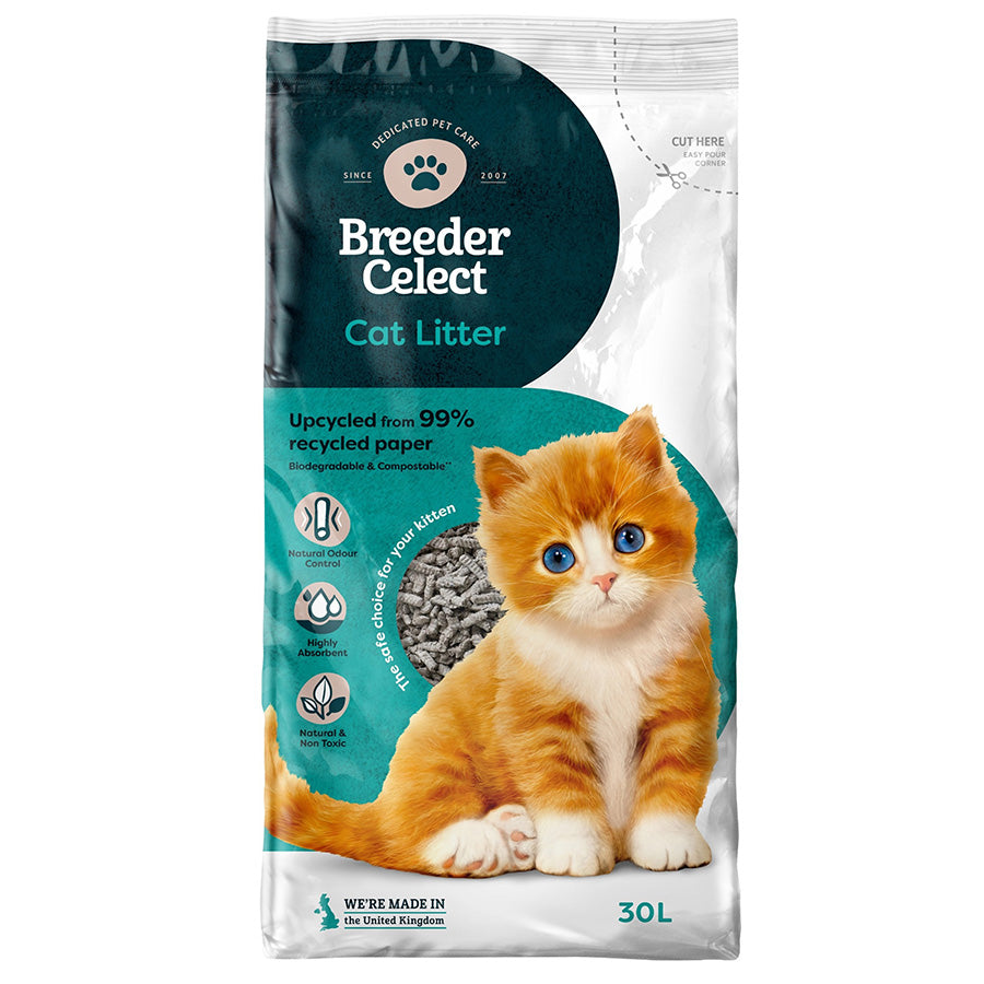 Breeder Celect Recycled Paper Pellet Cat Litter