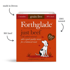 Forthglade Just 90% Just Beef Natural Grain Free Wet Dog Food (18x395g)