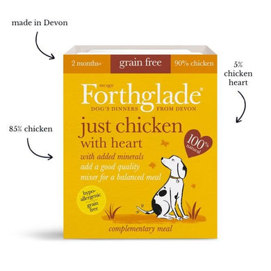 Forthglade Just 90% Just chicken with heart natural wet dog food (18x395g)