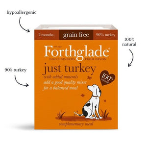 Forthglade Just 90% Just Turkey natural wet dog food (18x395g)