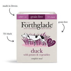 Forthglade Complete Meal Grain Free Duck with potato & vegetables natural wet dog food (18x395g)