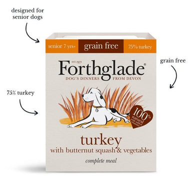 Forthglade Complete Meal Grain Free Turkey with butternut squash & vegetables Natural Wet Dog Food Senior (18x395g)