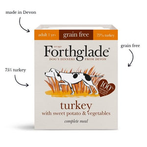 Forthglade Complete Meal Grain Free Turkey with sweet potato & vegetables natural wet dog food (18x395g)