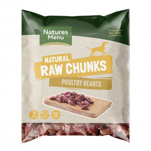 Natures Menu Raw Frozen Meat Chunks Poultry Hearts 1kg